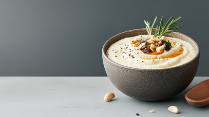 Creamy, textured soup with garnish