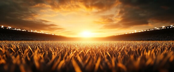 Golden sunset over a field