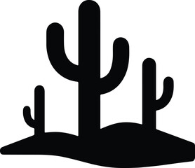 Silhouette desert cactus landscape three plants vector illustrator