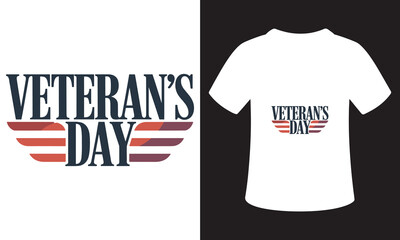 Fototapeta premium Veterans day t shirt design with american flag wings