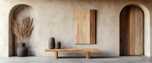 Minimalist entryway with natural elements