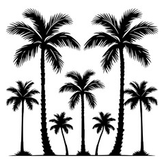 Tropical Palm Trees Silhouette Vector Set for Beach and Vacation-Themed Designs