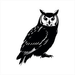 Elegant owl silhouette design isolated on white background