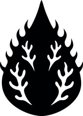 Decorative reef drop design in black silhouette for ocean-themed artwork