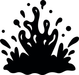Doodle reef splash illustration in black silhouette for creative marine art