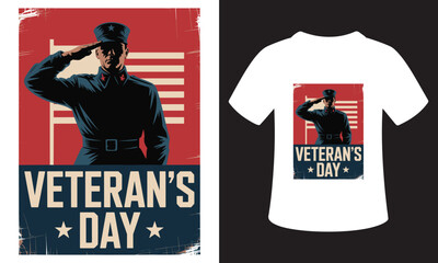 Saluting veteran honoring america on veterans day with t shirt design