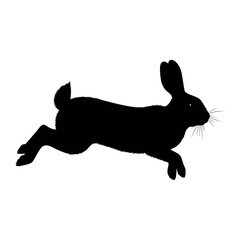 Silhouette of a rabbit in profile isolated on white background