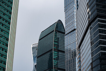 walls and windows of high business building bottom view