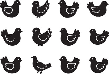 Dove silhouette art, Dove vector illustration set