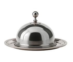Polished silver butter dish with dome lid