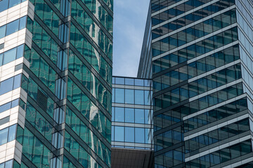 Fototapeta premium walls and windows of high business building bottom view