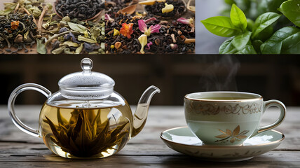 Explore different types of tea: green tea, black tea, herbal tea, and blooming tea for your health
