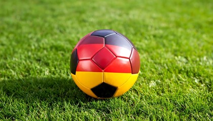 German National Colors Soccer Ball on Lush Green Grass, A Symbol of Sport