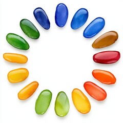 Colorful Watercolor Pebbles in Circular Arrangement
