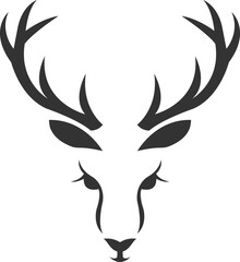 Obraz premium Deer head silhouette, deer face vector illustration