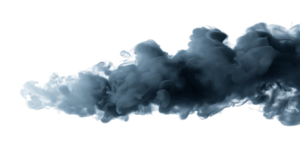 Dark smoke billowing isolated on white background