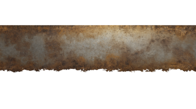 rustic metal edge with grunge texture isolated on white background