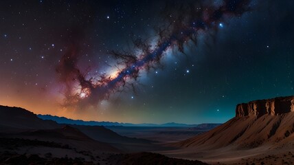 A galaxy viewed from the surface of an alien planet 