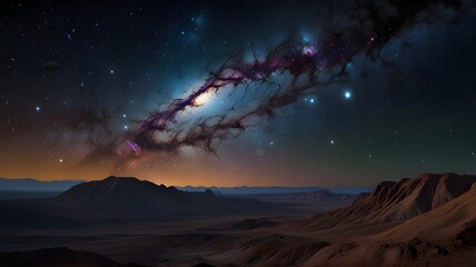 A galaxy viewed from the surface of an alien planet 