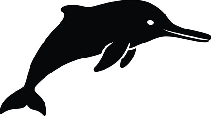 Silhouette bottlenose dolphin swimming in ocean vector illustrator