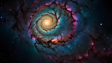 A vibrant spiral galaxy glowing in deep space 