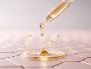 Cosmetic Oil Dropping on Skin Cells Collagen Serum Dropping on Smooth Skin Texture