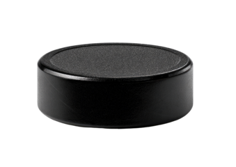 Close-up of a dark black circular lid