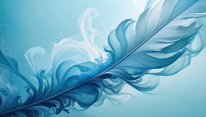 Abstract Feather-Shaped Dispersion In Blue Hues Soft Watercolor Texture Background