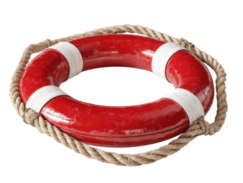 Red life preserver with rope (2)