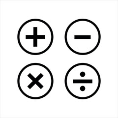 Obraz premium Four basic math operation symbols plus minus multiply divide inside circles vector