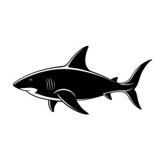 Fototapeta premium Black Shark Icon High-Impact Marine Vector for Apparel, Labels, Tattoos & Ocean Logos