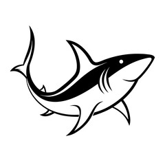 Obraz premium Black Shark Icon High-Impact Marine Vector for Apparel, Labels, Tattoos & Ocean Logos