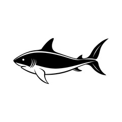 Obraz premium Minimalist Shark Clean Black Silhouette for Eco Brands, Nature Prints & Tattoo Designs