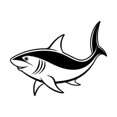 Fototapeta premium Shark Silhouette Vector Bold Ocean Predator Icon for Logos, Stickers, Tattoos & Marine Branding