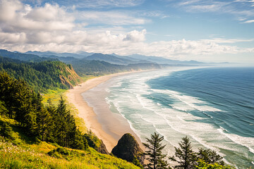 Coastal Oregon Beach Landscape With Haystack Rock ocean