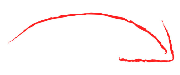 Dynamic red curved arrow highlighting direction and progress with a modern, hand-drawn aesthetic for emphasis
