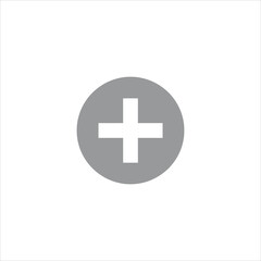 Obraz premium Gray plus sign inside a gray circle on a white background symbol
