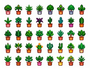 Set Plants pixel art 