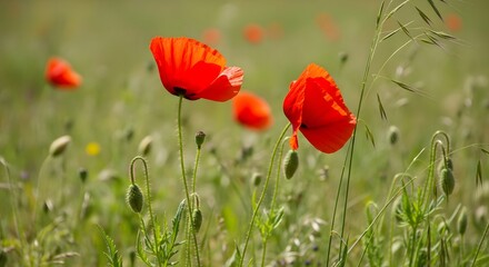Red Poppy in Field