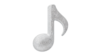 Sparkling silver music note isolated on isolated background for creative and modern designs