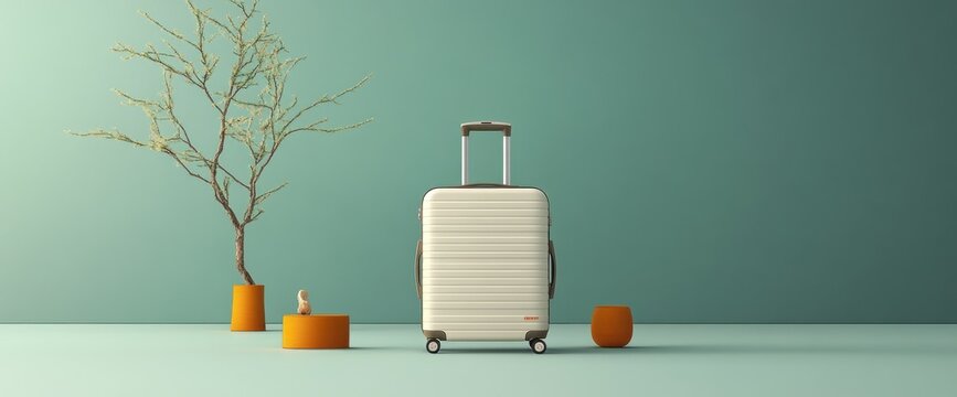 Minimalist luggage scene with decorative accents - Powered by Adobe