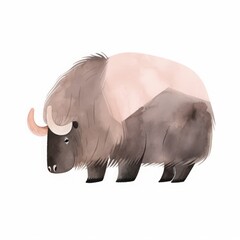 Polar animal on white isolated background, watercolor style, illustrations for children, north pole, winter