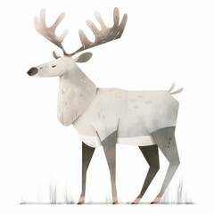 Polar animal on white isolated background, watercolor style, illustrations for children, north pole, winter