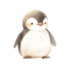 Polar animal on white isolated background, watercolor style, illustrations for children, north pole, winter