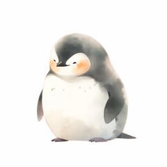 Polar animal on white isolated background, watercolor style, illustrations for children, north pole, winter