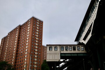 Public Housing Towers Beside Train Station (New York, New York, USA)