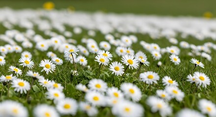 Daisy Meadow Flower Field White Petals Yellow Center