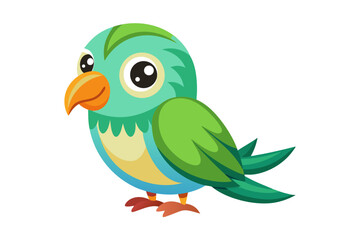 Fototapeta premium Vector illustration of a vibrant cartoon parakeet, also known as a budgie, featuring bright blue and yellow plumage with green feather detailing.