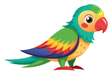 Vector illustration of a vibrant cartoon parakeet, also known as a budgie, featuring bright blue and yellow plumage with green feather detailing.