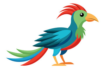 Vector illustration of a vibrant cartoon parakeet, also known as a budgie, featuring bright blue and yellow plumage with green feather detailing.